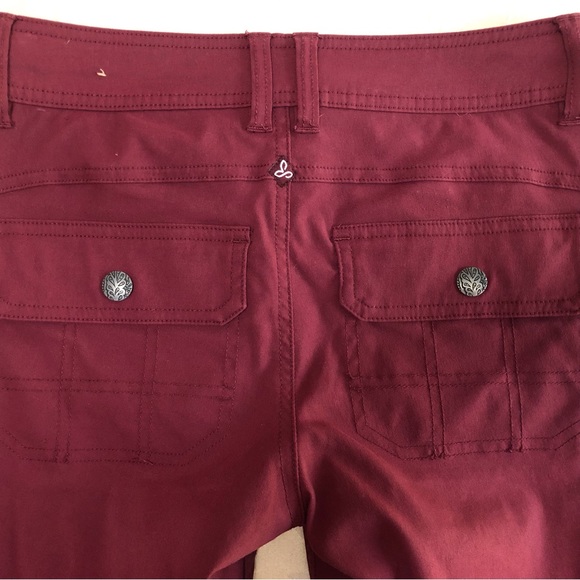 PrAna Womens Outdoor Hiking Pants Size 0 Short Burgundy Convertible Roll Up - Picture 5 of 10